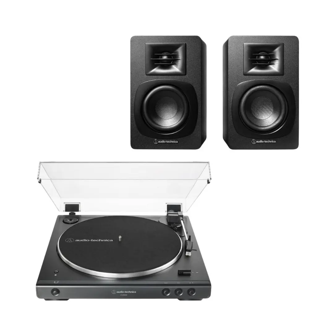 1 Audio-technica AT-LP60XBTBK Turntable + AT-SP3X Speakers - Image 1