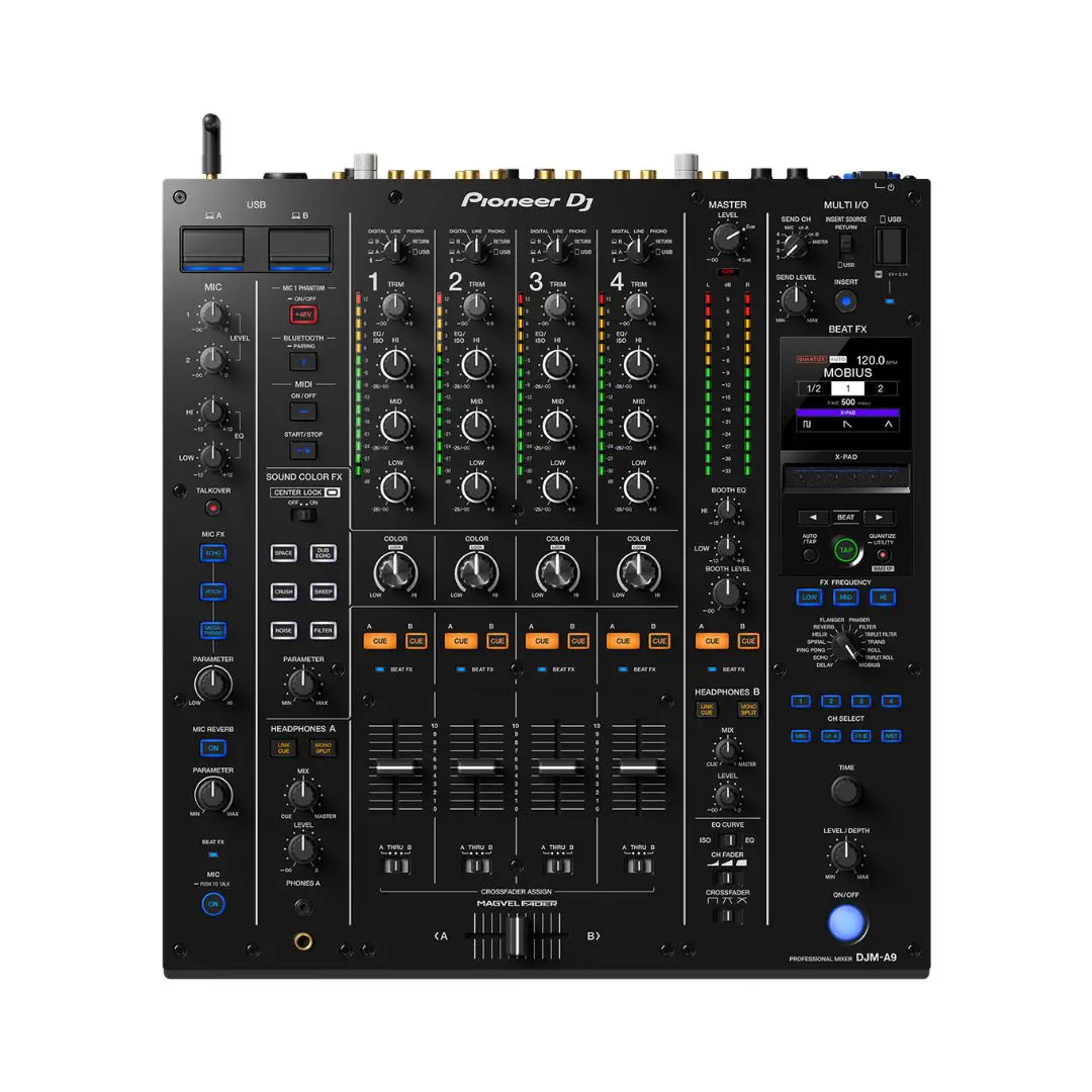 1 Pioneer DJ DJM-A9 4-Channel Digital Pro DJ Mixer (Black) - Image 1