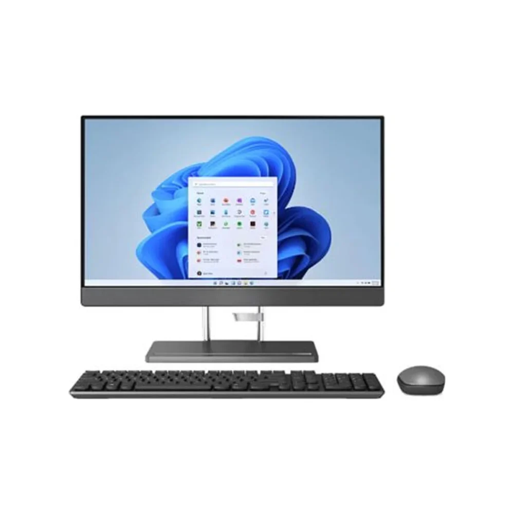 Sleek all in one PC with an ultra-thin bezel display, wireless keyboard, and mouse setup on an office desk by WG Electronic UAE