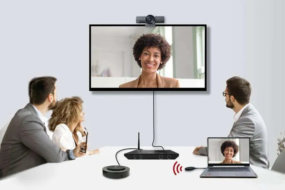 MaxUp wireless screen sharing transmitter dongle for interactive smart screen presentations by WG Electronic UAE
